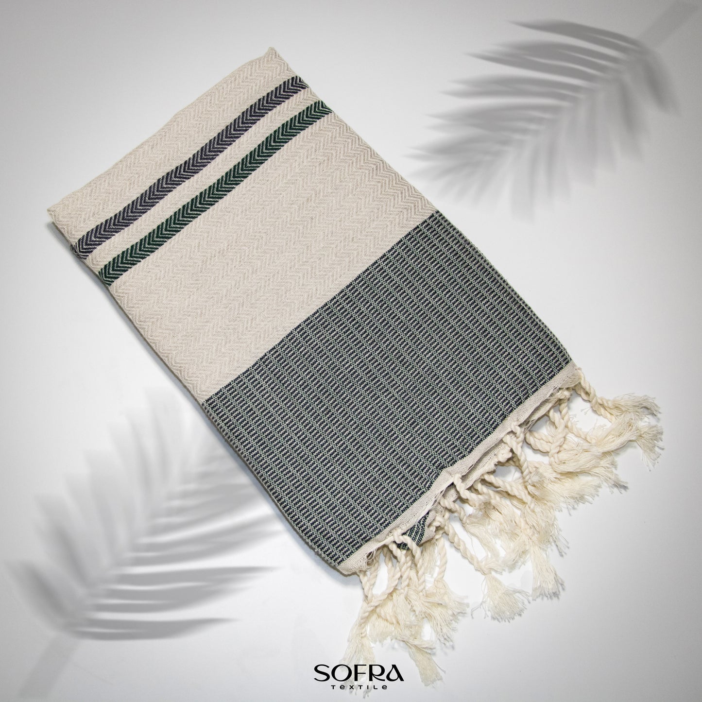 Sofra textile Chevron towel Forest Green & Black