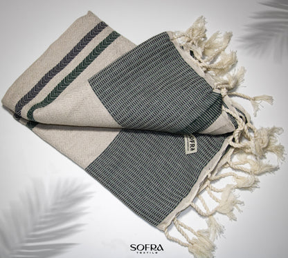 Sofra textile Chevron towel Forest Green & Black